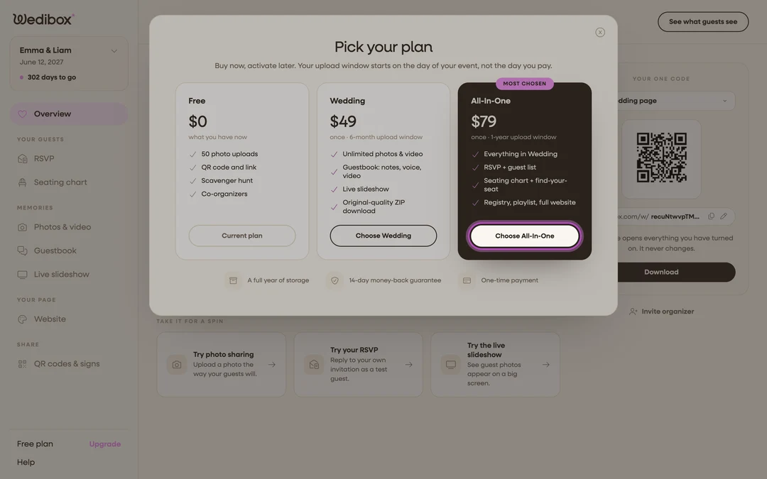 the plan cards with the Choose All-In-One button highlighted