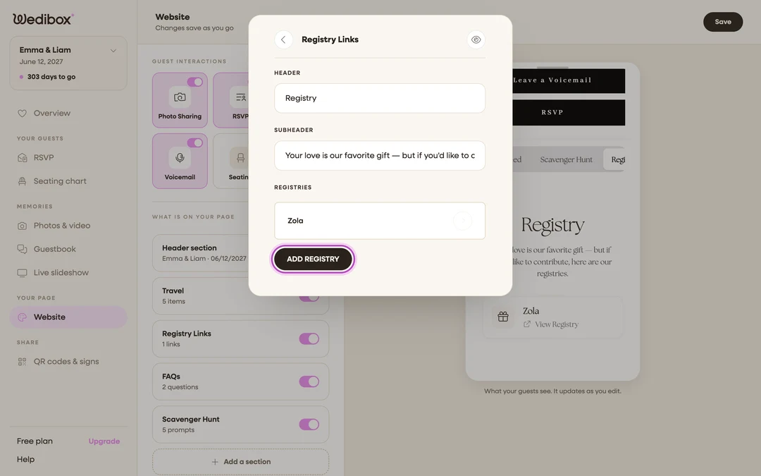 the REGISTRIES list with the ADD REGISTRY button highlighted