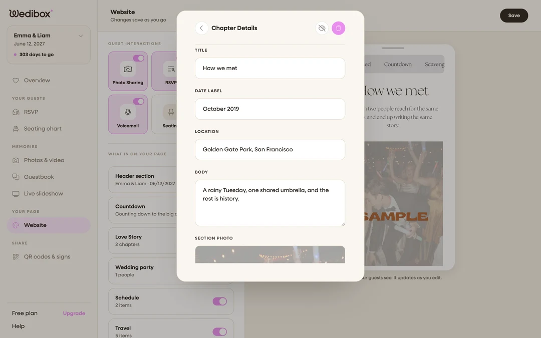 the Chapter Details panel with all fields filled