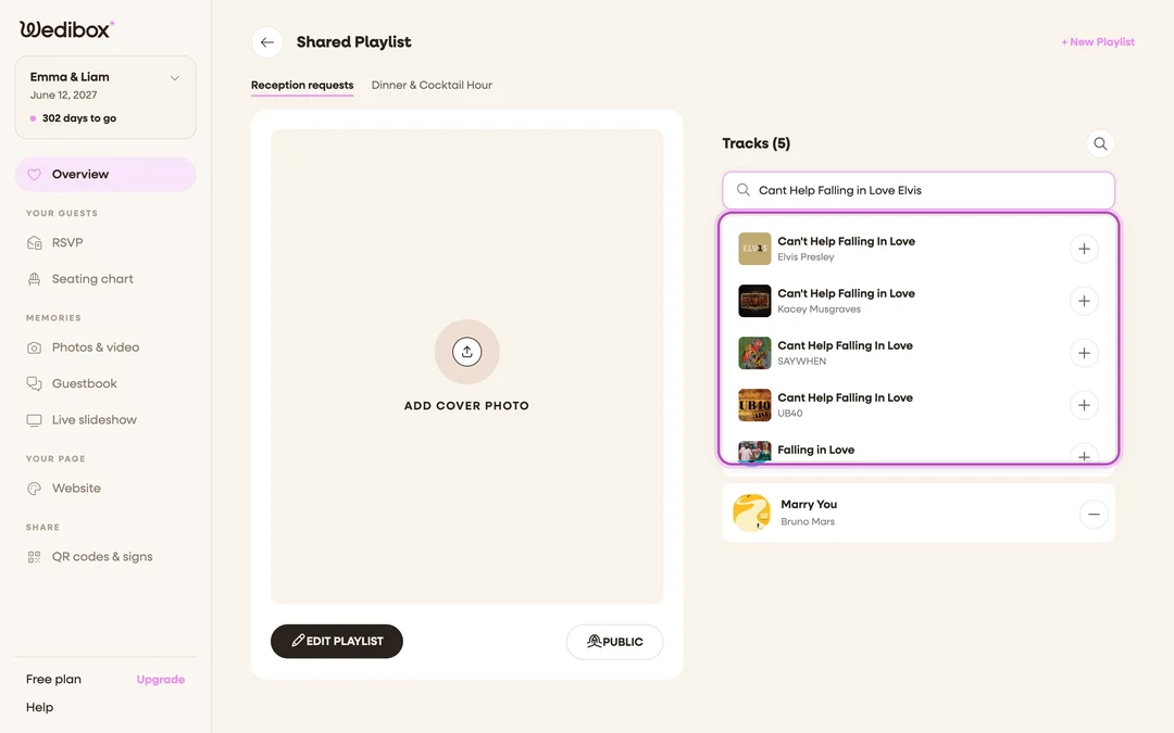 the suggestion dropdown showing several results with artwork