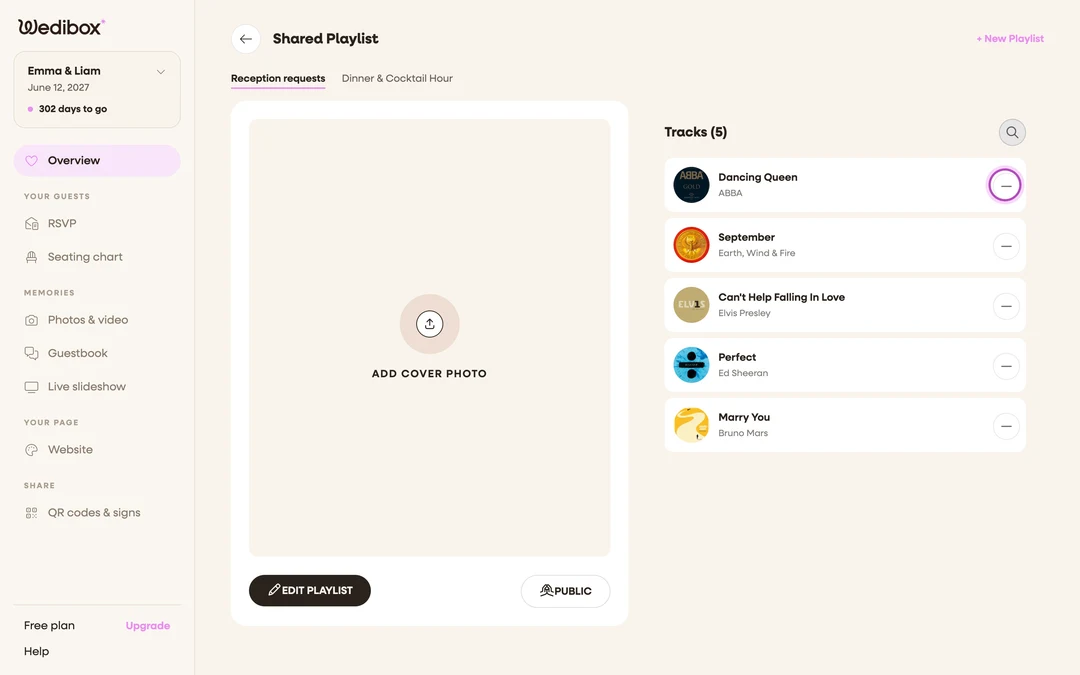 a track row with the − remove button highlighted