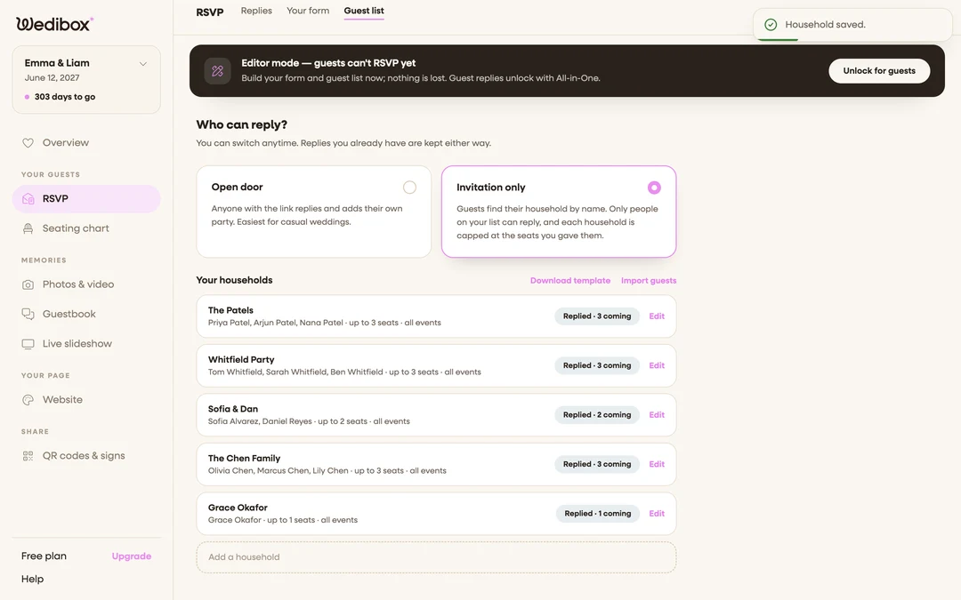 the Guest list tab with Invitation only selected