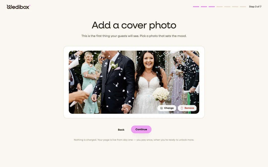 the cover step with a photo uploaded