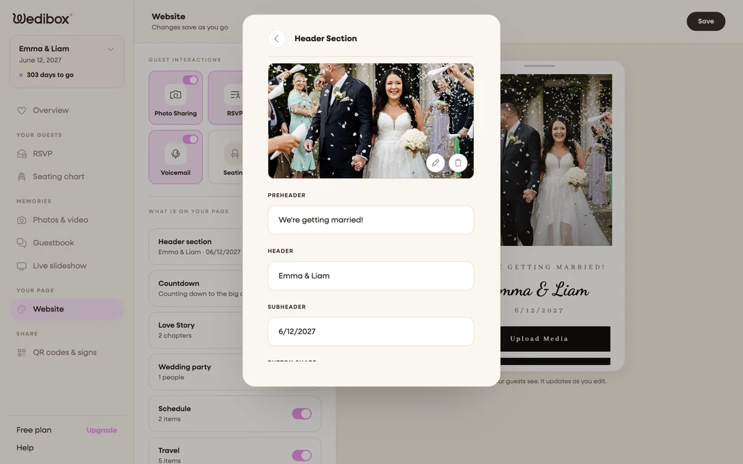the Button text and Link URL fields under the tiles