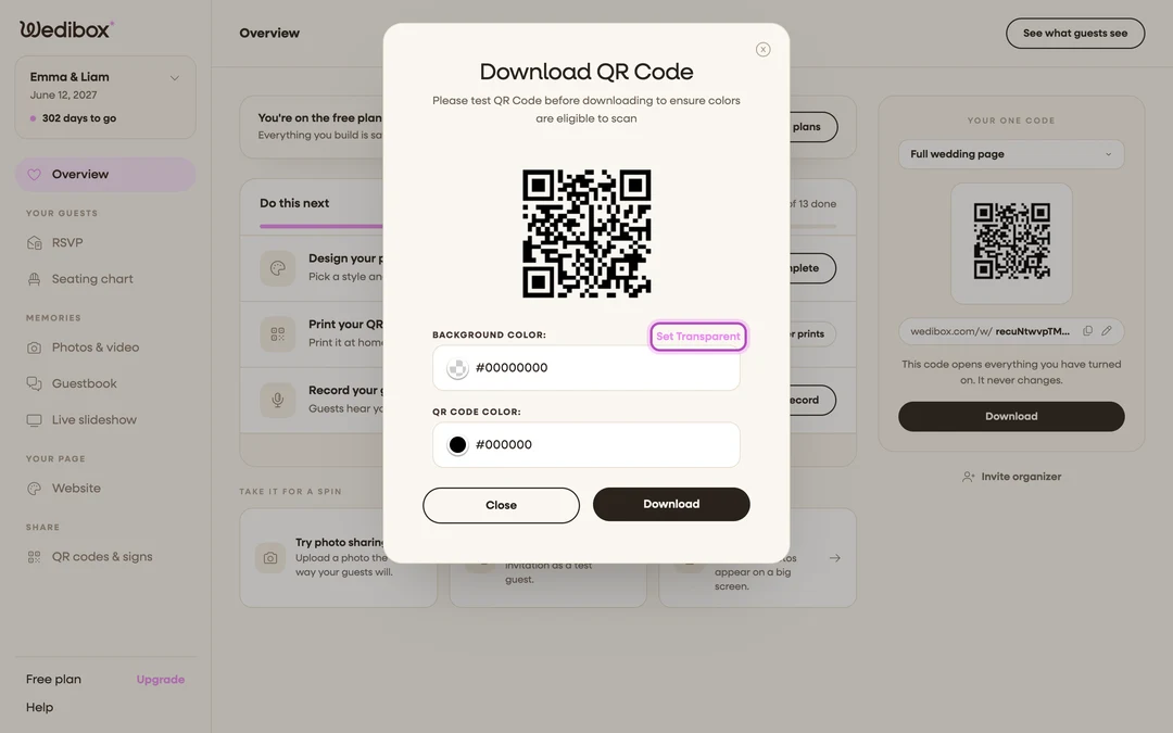 the popup with Set Transparent highlighted and the checkered transparent preview visible