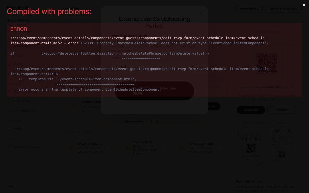 the Extend Event’s Uploading Period window with the new expiration date visible