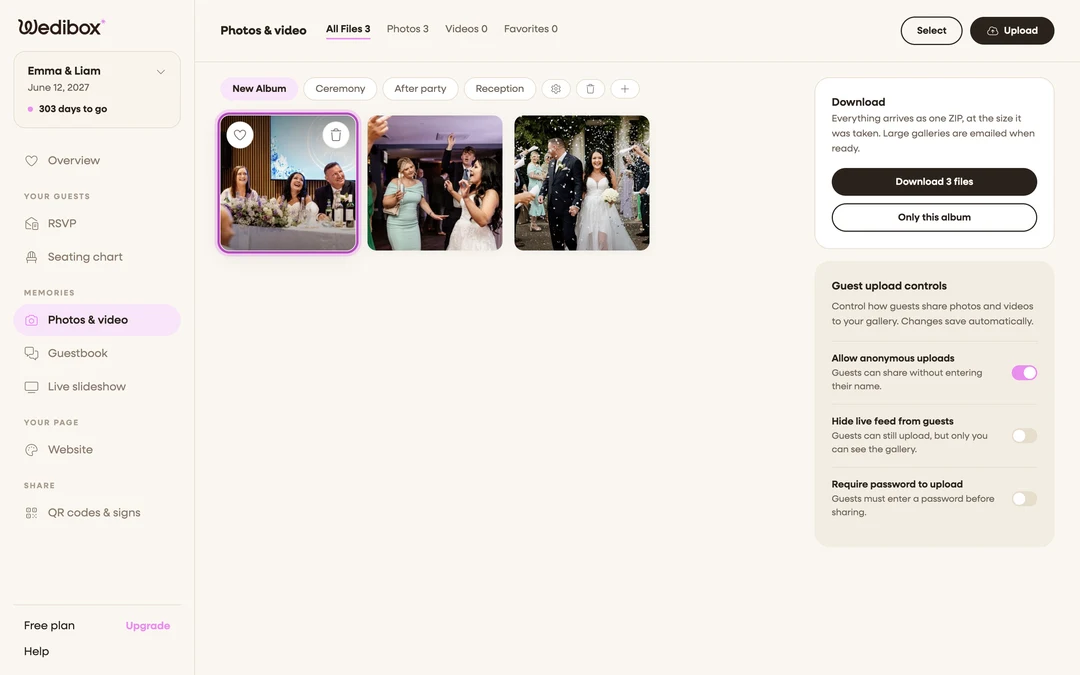 a gallery tile on hover with the trash icon highlighted