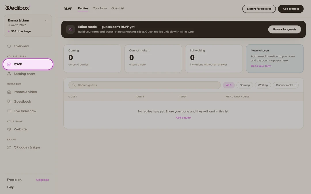 the event sidebar with RSVP highlighted