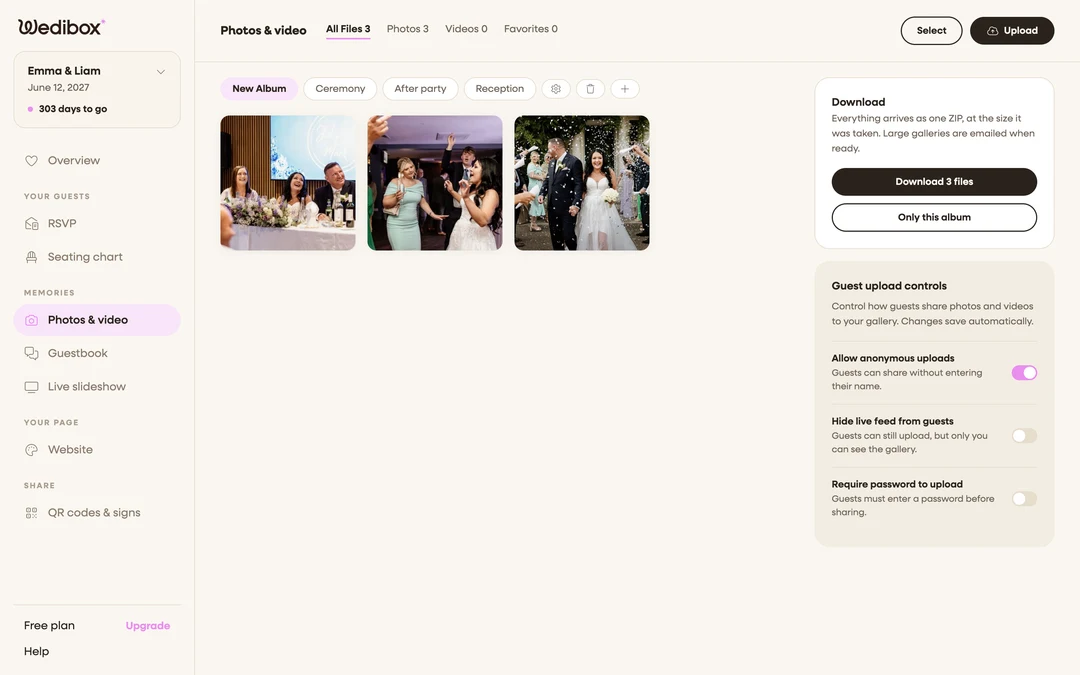 the Photos & video gallery showing the first uploaded photo