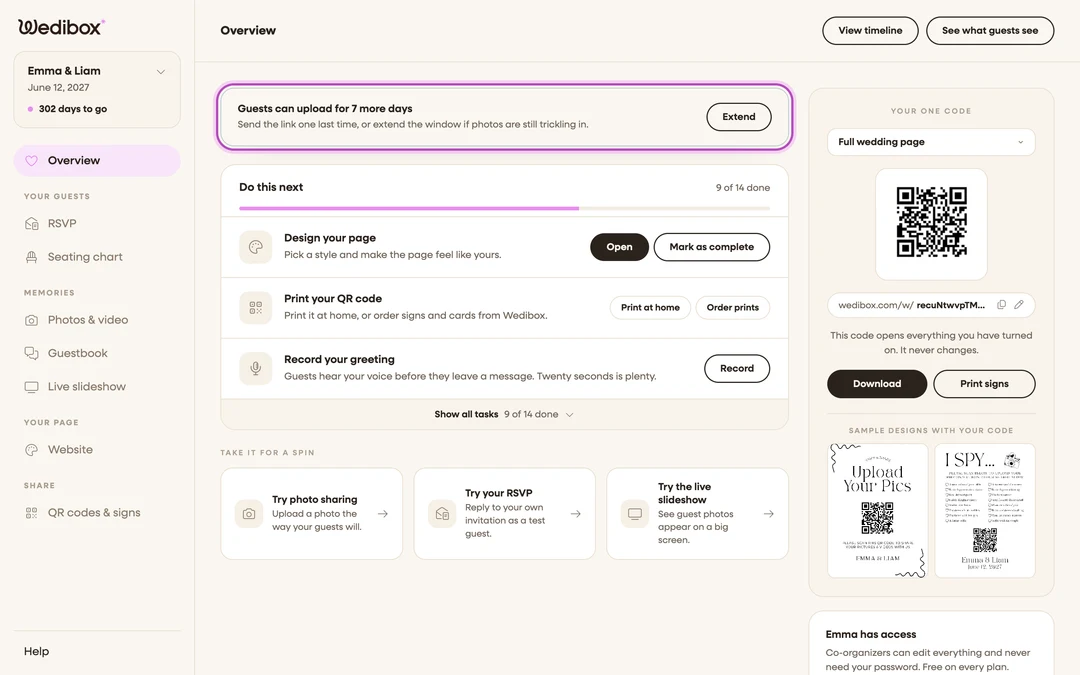 the Overview lifecycle banner in the “uploads ending” state with the Extend button highlighted