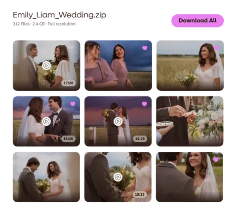 Wedding gallery with all guest photos and videos ready to download