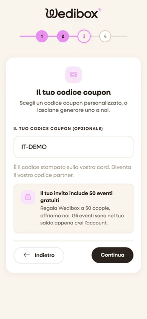 The coupon code step on a phone with the code IT-DEMO already filled in and highlighted