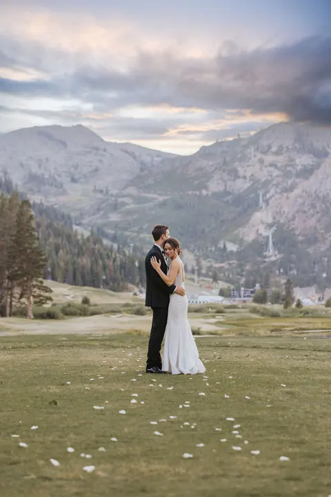 Couple hugging after the ceremony