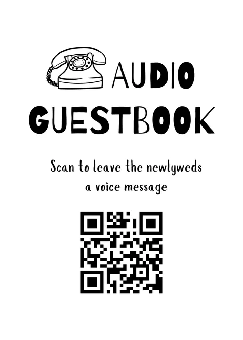 Modèle Panneau livre d'or audio n° 2 à imprimer avec un QR code de mariage