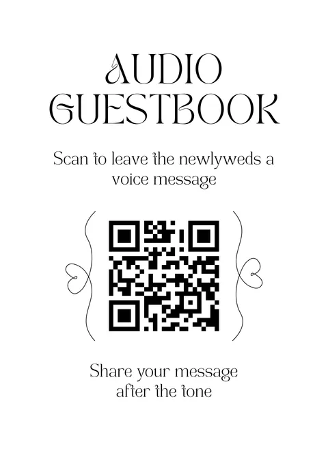 Modèle Panneau livre d'or audio n° 3 à imprimer avec un QR code de mariage