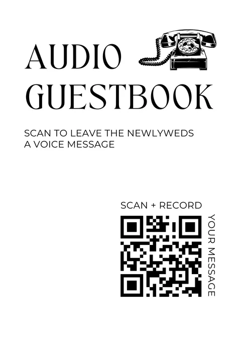 Modèle Panneau livre d'or audio n° 4 à imprimer avec un QR code de mariage