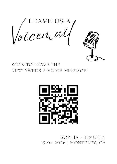 Modèle Panneau livre d'or audio n° 6 à imprimer avec un QR code de mariage