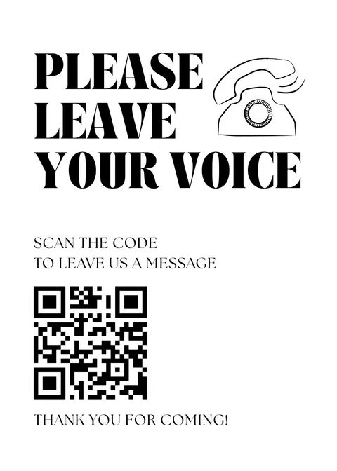 Modèle Panneau livre d'or audio n° 7 à imprimer avec un QR code de mariage
