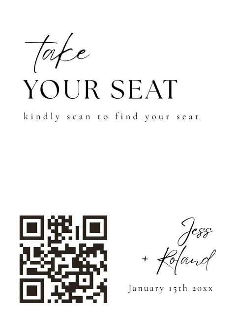 Modèle Plan de table n° 1 à imprimer avec un QR code de mariage