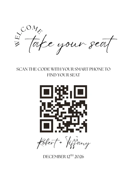 Modèle Plan de table n° 10 à imprimer avec un QR code de mariage