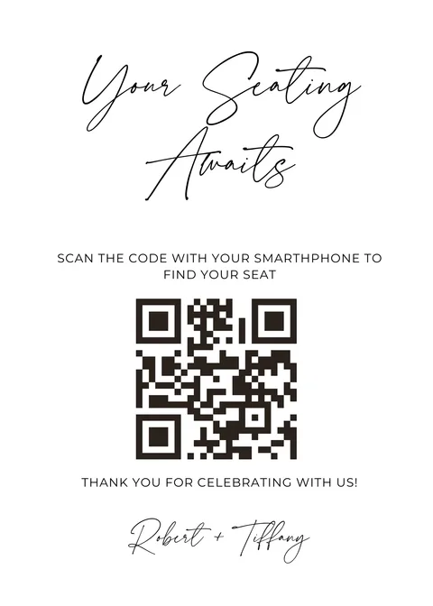 Modèle Plan de table n° 2 à imprimer avec un QR code de mariage