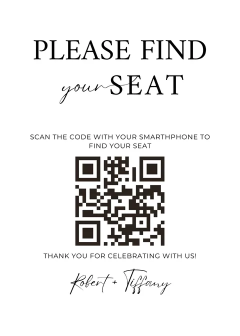 Plan de table à imprimer avec un QR code de mariage