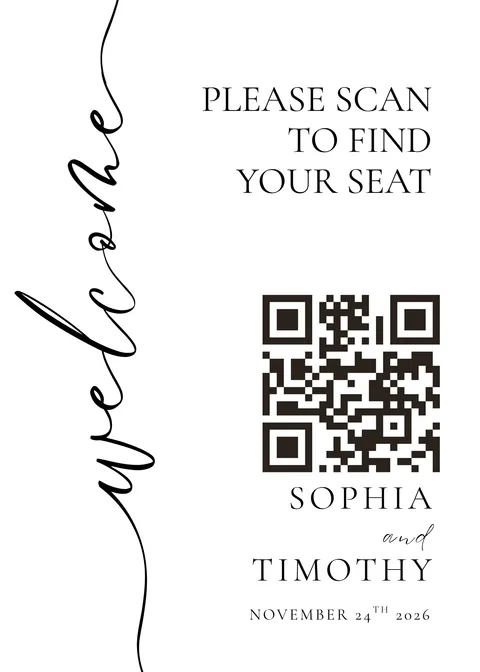 Modèle Plan de table n° 4 à imprimer avec un QR code de mariage