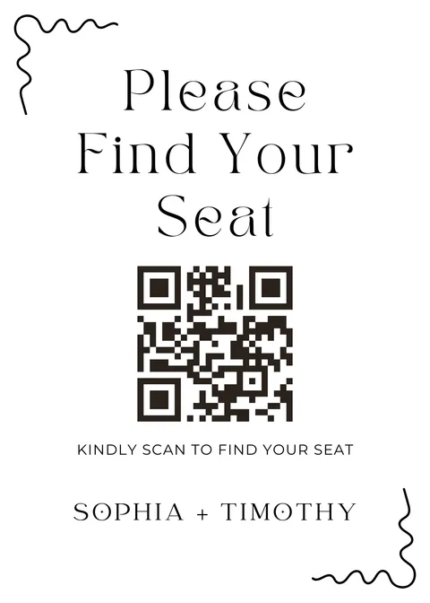 Modèle Plan de table n° 5 à imprimer avec un QR code de mariage