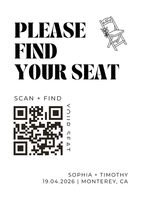 Modèle Plan de table n° 6 à imprimer avec un QR code de mariage
