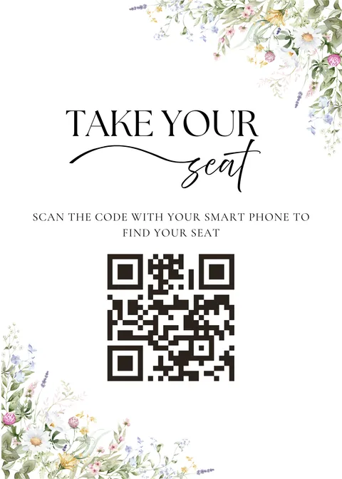 Modèle Plan de table n° 7 à imprimer avec un QR code de mariage