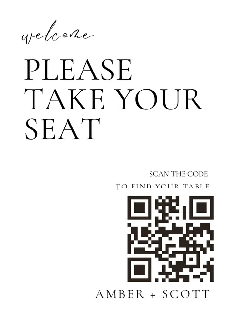 Modèle Plan de table n° 8 à imprimer avec un QR code de mariage