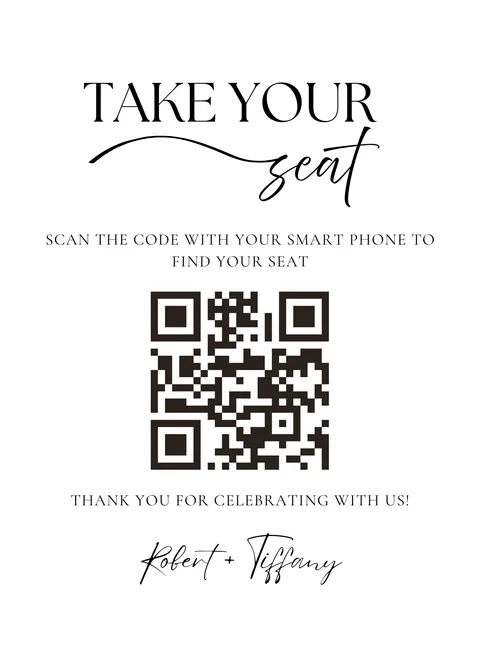 Modèle Plan de table n° 9 à imprimer avec un QR code de mariage