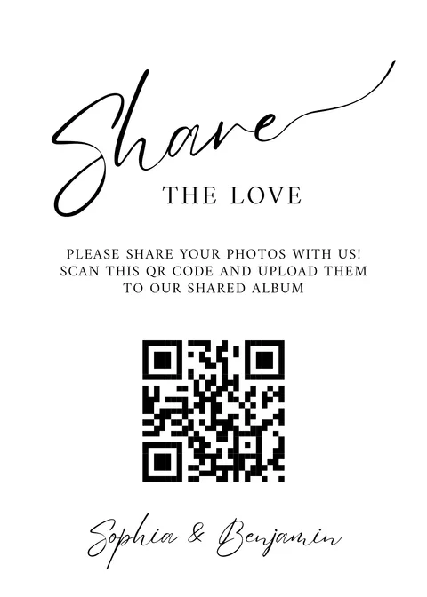 Modèle Panneau de table n° 1 à imprimer avec un QR code de mariage
