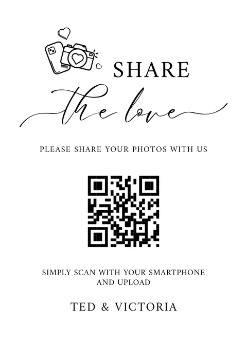 Modèle Panneau de table n° 10 à imprimer avec un QR code de mariage