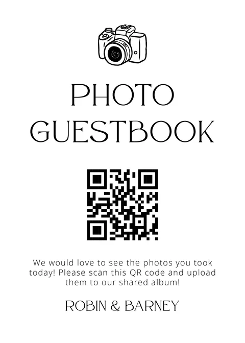 Modèle Panneau livre d'or n° 11 à imprimer avec un QR code de mariage