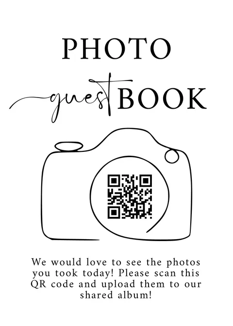 Modèle Panneau livre d'or n° 12 à imprimer avec un QR code de mariage