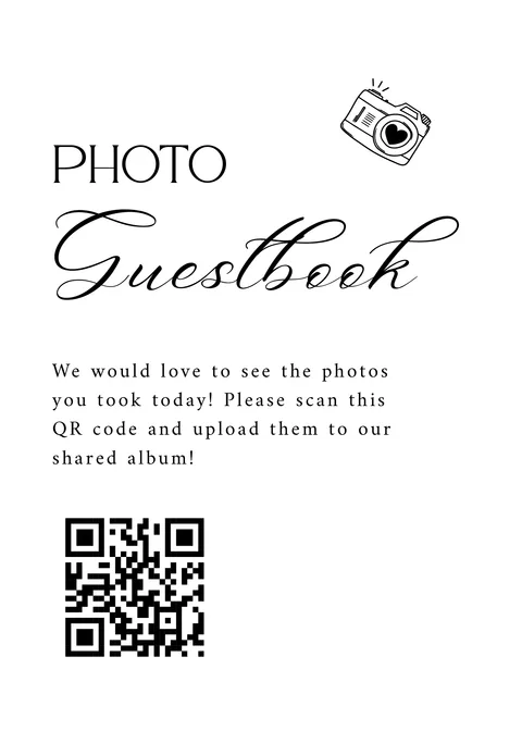 Modèle Panneau livre d'or n° 15 à imprimer avec un QR code de mariage