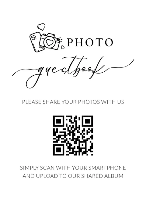 Modèle Panneau livre d'or n° 16 à imprimer avec un QR code de mariage