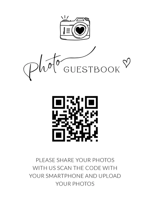 Modèle Panneau livre d'or n° 19 à imprimer avec un QR code de mariage