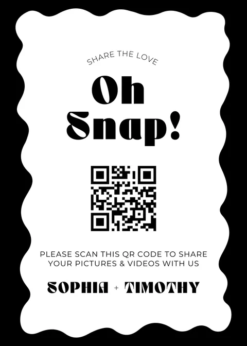 Modèle Panneau de table n° 21 à imprimer avec un QR code de mariage