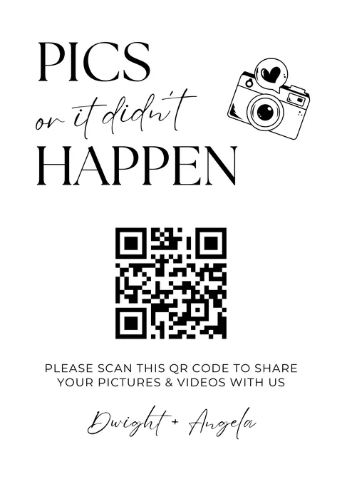 Modèle Panneau de table n° 23 à imprimer avec un QR code de mariage