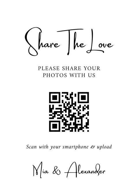 Modèle Panneau de table n° 3 à imprimer avec un QR code de mariage