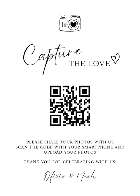 Modèle Panneau de table n° 8 à imprimer avec un QR code de mariage