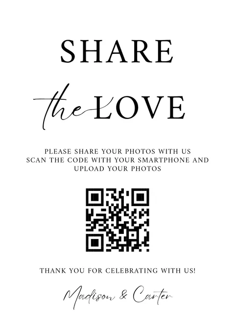 Modèle Panneau de table n° 9 à imprimer avec un QR code de mariage